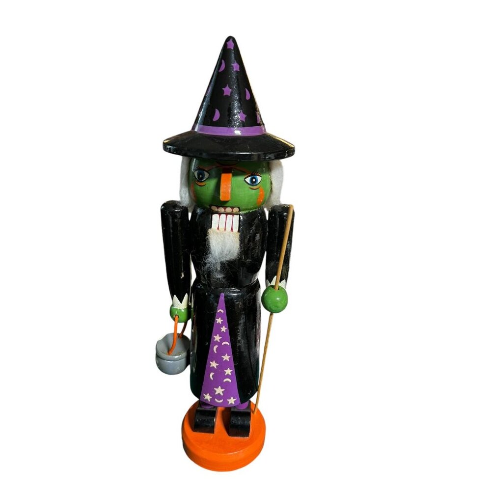 Wooden Witch Nutcracker Halloween Decor For Festive Home Accent